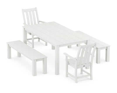 Vineyard 5-Piece Parsons Dining Set with Benches