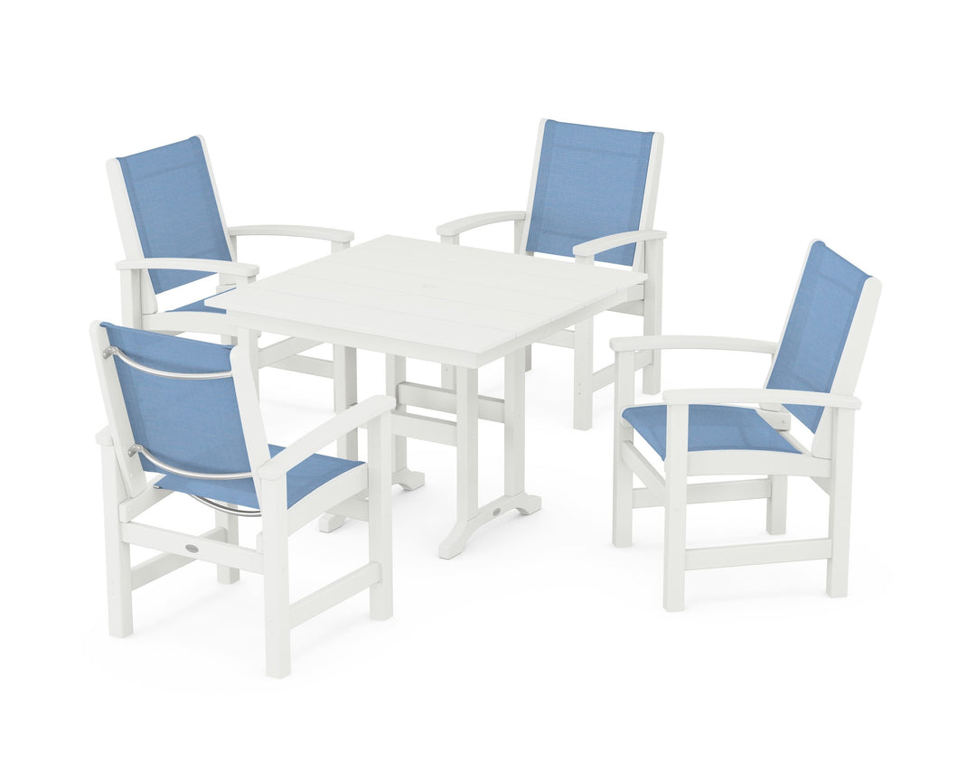 POLYWOOD® Coastal 5-Piece Farmhouse Dining Set