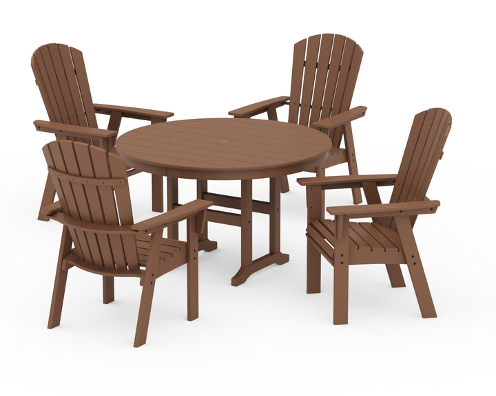 POLYWOOD® Nautical Adirondack 5-Piece Round Farmhouse Dining Set