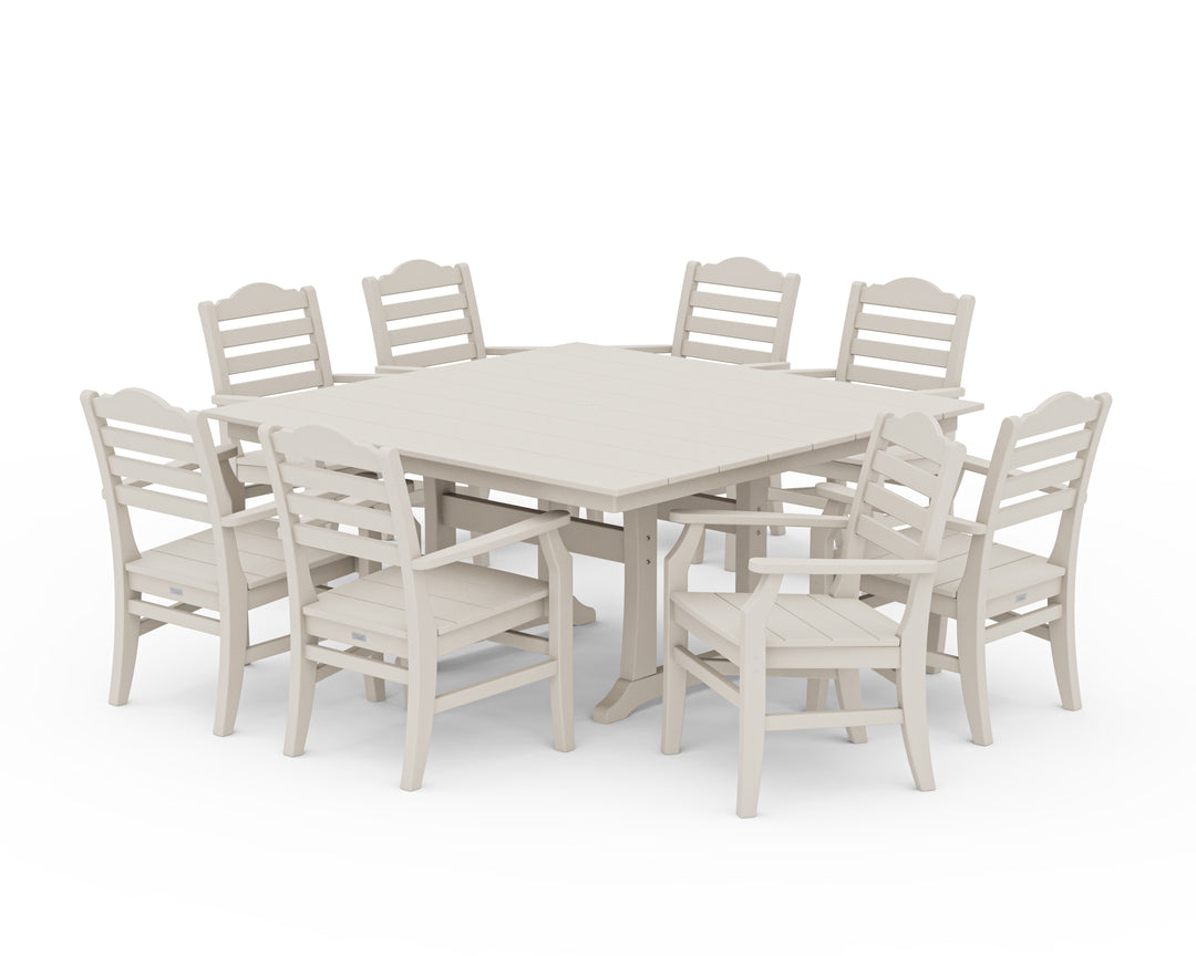 POLYWOOD® Savannah 9-Piece Square Farmhouse Dining Set with Trestle Legs