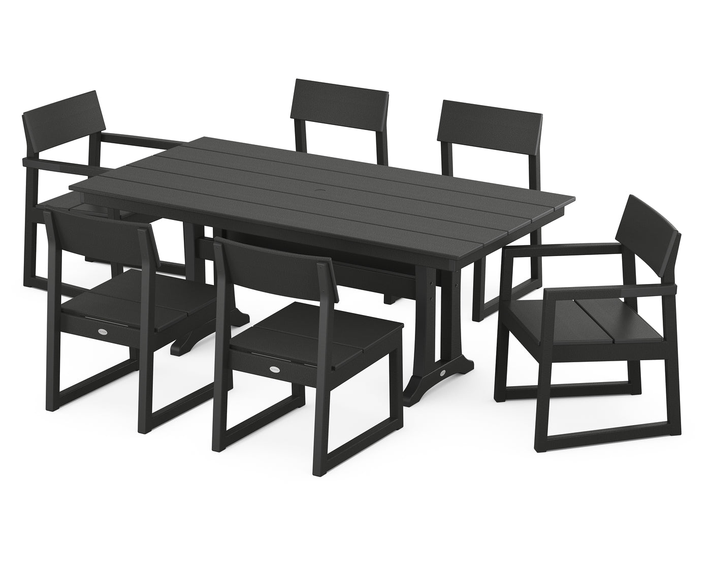 EDGE 7-Piece Farmhouse Trestle Dining Set