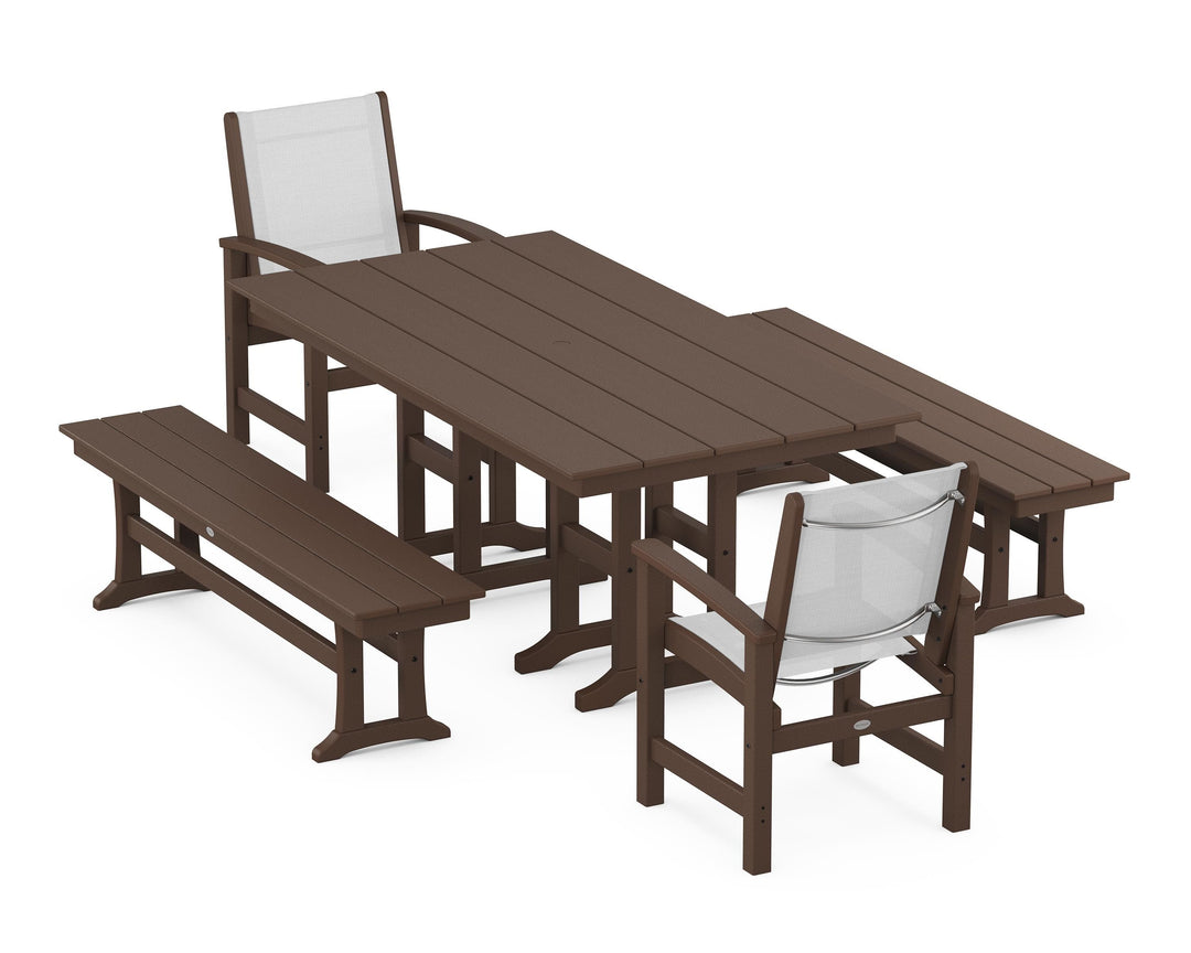 POLYWOOD® Coastal 5-Piece Farmhouse Dining Set