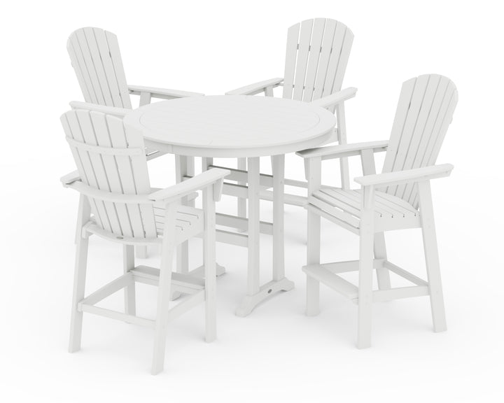 POLYWOOD® Nautical Curveback Adirondack 5-Piece Round Trestle Bar Set