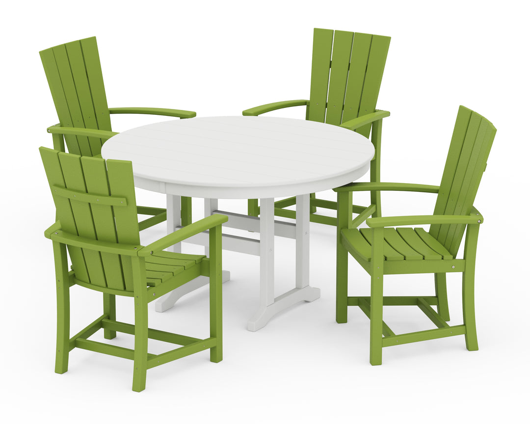POLYWOOD® Quattro 5-Piece Round Farmhouse Dining Set