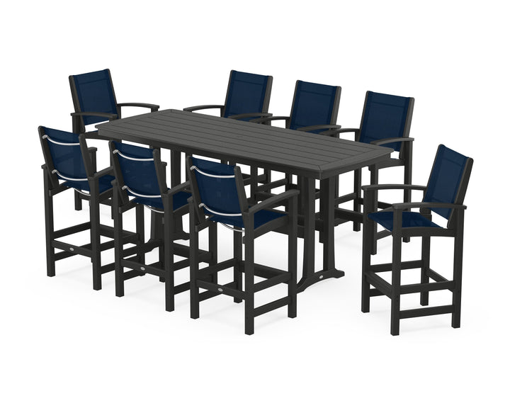POLYWOOD® Coastal 9-Piece Bar Set with Trestle Legs