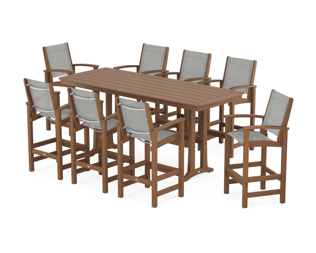 POLYWOOD® Coastal 9-Piece Bar Set with Trestle Legs