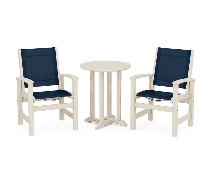 POLYWOOD® Coastal 3-Piece Round Bistro Dining Set