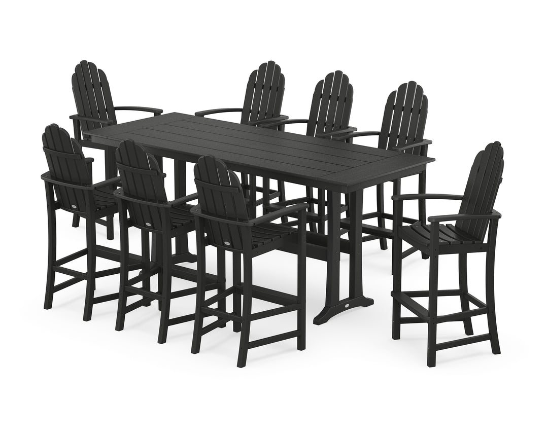 POLYWOOD® Classic Adirondack 9-Piece Farmhouse Bar Set with Trestle Legs