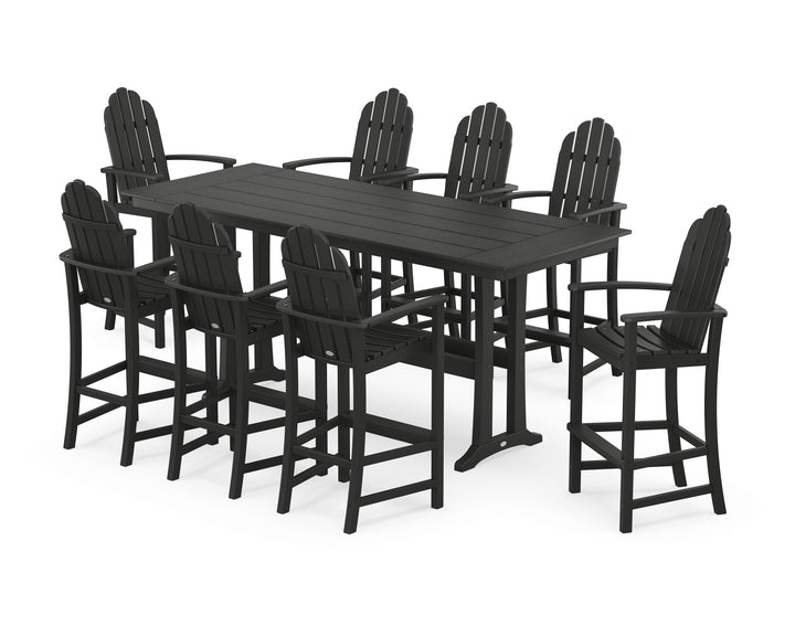 POLYWOOD® Classic Adirondack 9-Piece Farmhouse Bar Set with Trestle Legs