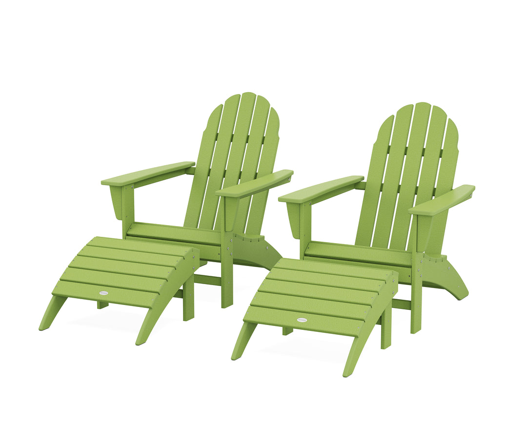 POLYWOOD® Vineyard Adirondack Chair 4-Piece Set with Ottomans