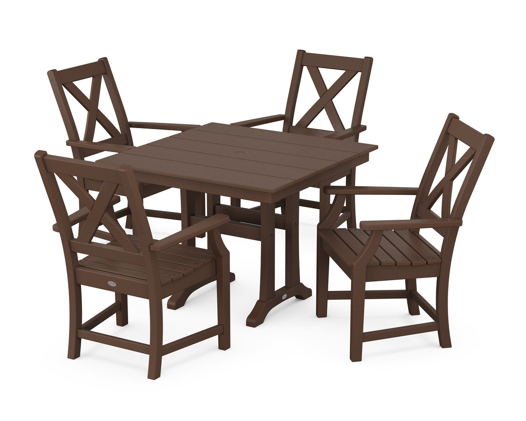 POLYWOOD® Braxton 5-Piece Farmhouse Dining Set With Trestle Legs