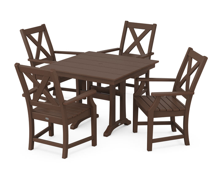 POLYWOOD® Braxton 5-Piece Farmhouse Dining Set With Trestle Legs