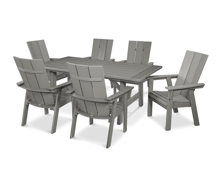 POLYWOOD® Modern Curveback Adirondack 7-Piece Rustic Farmhouse Dining Set