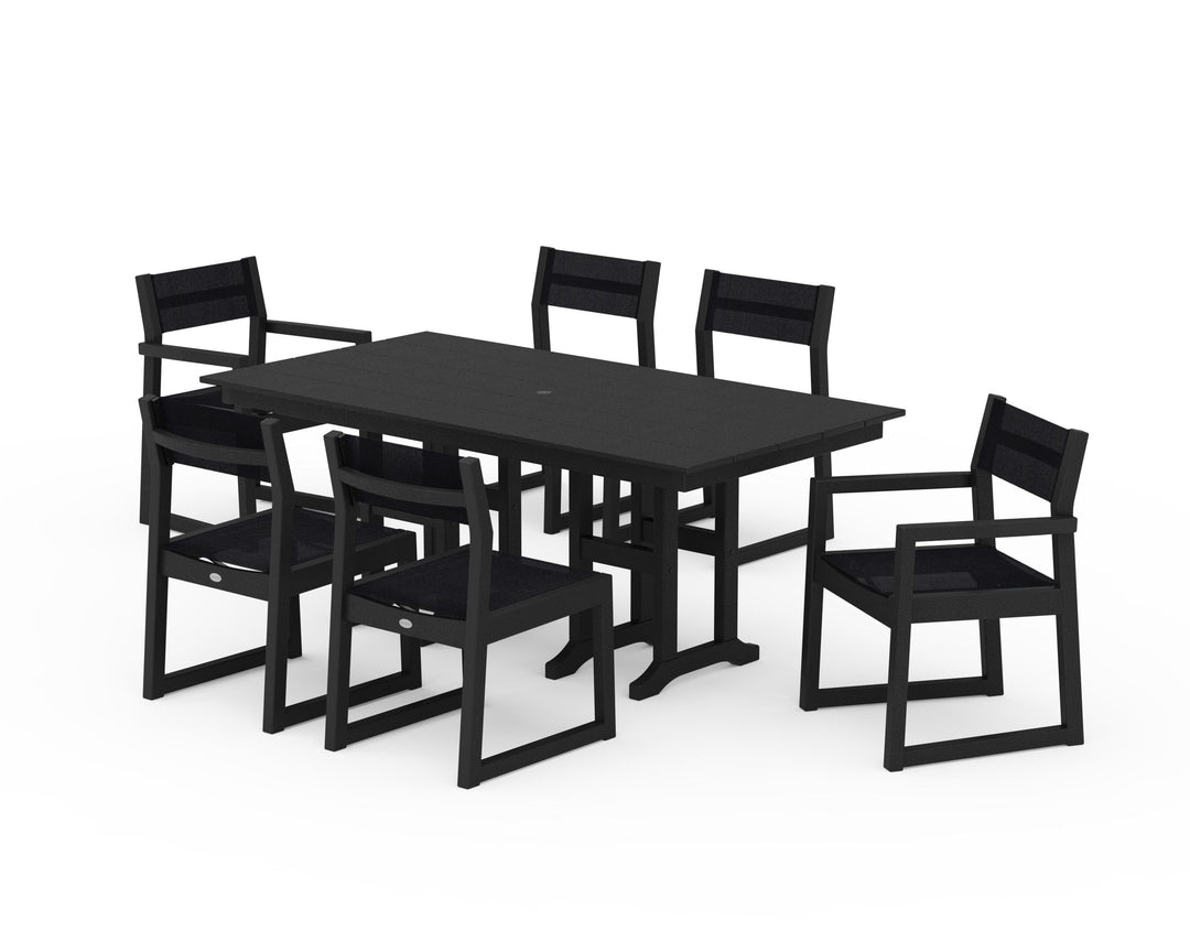 POLYWOOD® EDGE Sling 7-Piece Farmhouse Dining Set