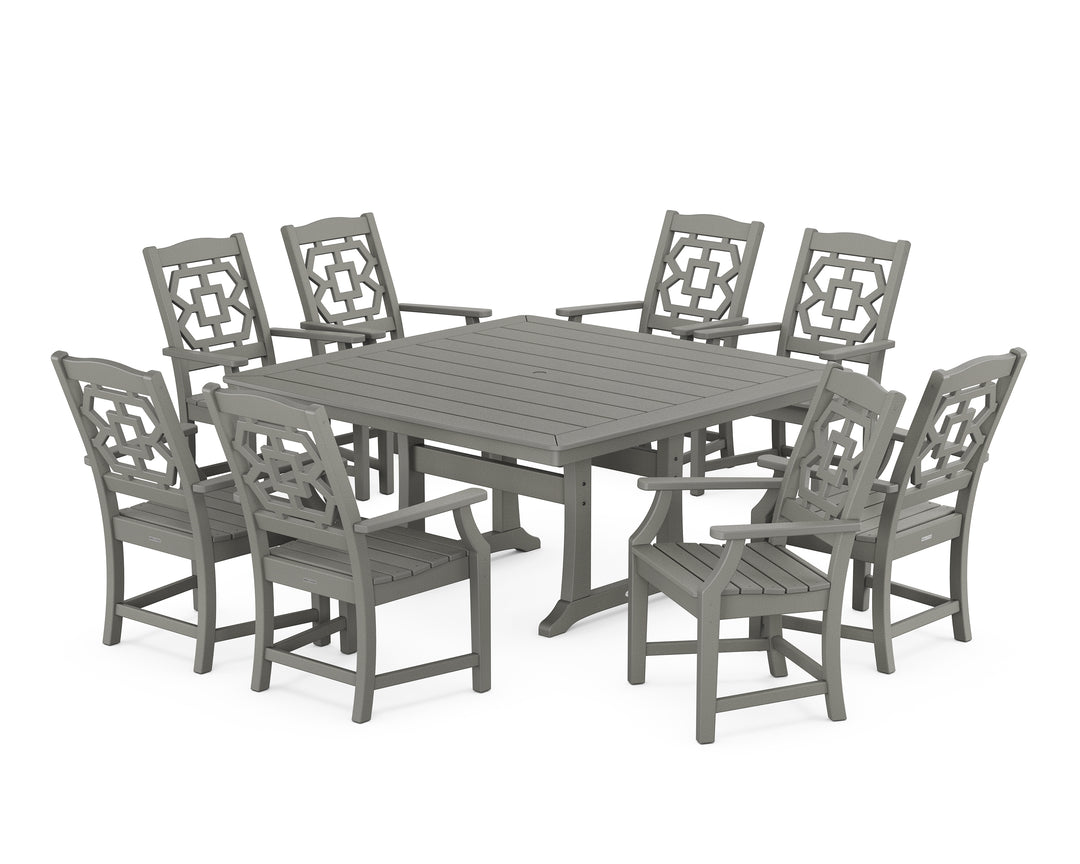 Martha Stewart by POLYWOOD® Chinoiserie 9-Piece Square Dining Set with Trestle Legs