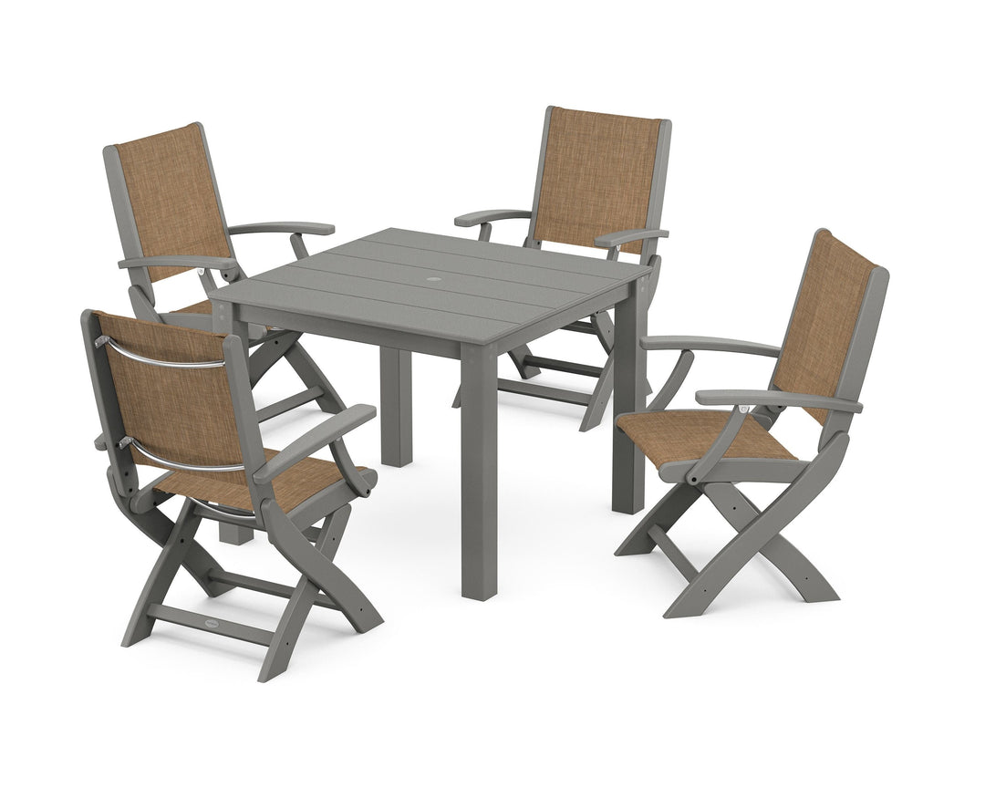 POLYWOOD® Coastal Folding Chair 5-Piece Parsons Dining Set