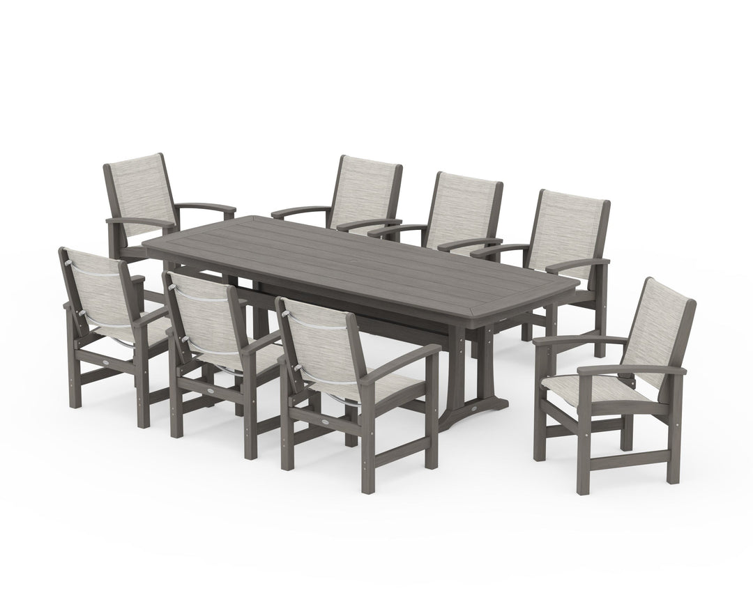 POLYWOOD® Coastal 9-Piece Dining Set with Trestle Legs