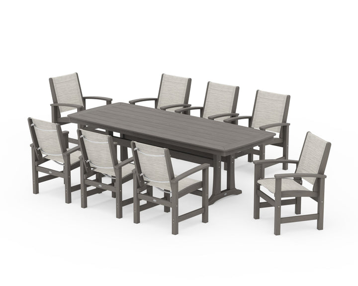 POLYWOOD® Coastal 9-Piece Dining Set with Trestle Legs
