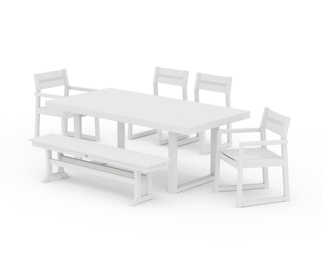 POLYWOOD® EDGE Sling 6-Piece Dining Set with Bench