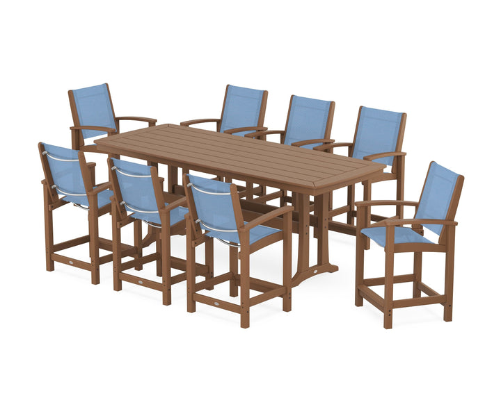 POLYWOOD® Coastal 9-Piece Counter Set with Trestle Legs