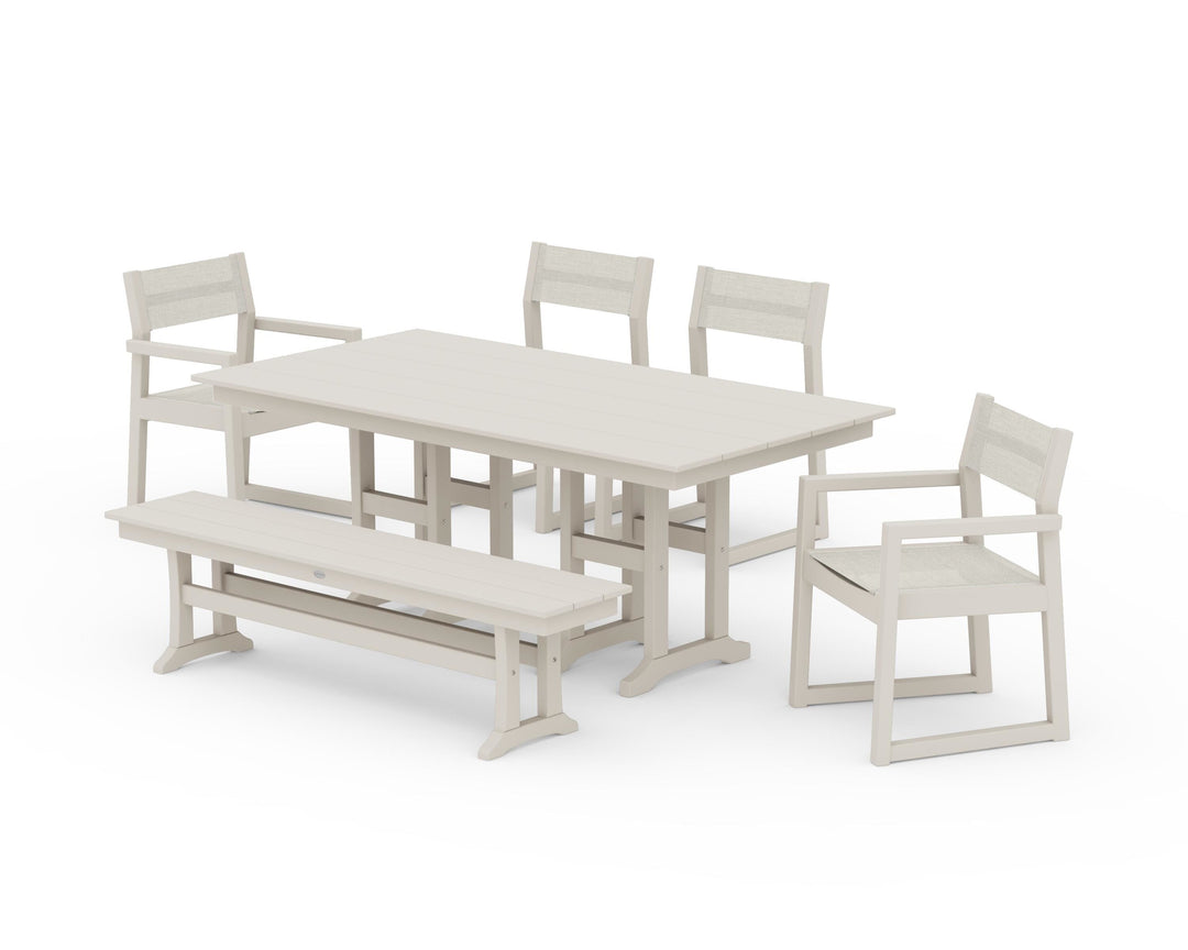 POLYWOOD® EDGE Sling 6-Piece Farmhouse Dining Set