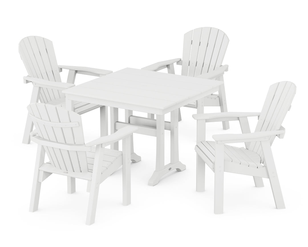 POLYWOOD® Seashell 5-Piece Farmhouse Dining Set With Trestle Legs
