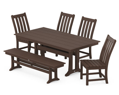 Vineyard Side Chair 6-Piece Farmhouse Dining Set with Trestle Legs and Bench