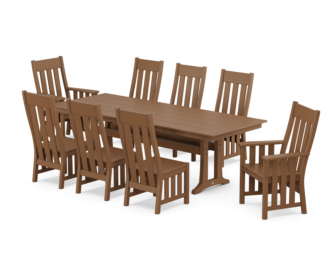 Martha Stewart by POLYWOOD® Acadia 9-Piece Farmhouse Dining Set with Trestle Legs
