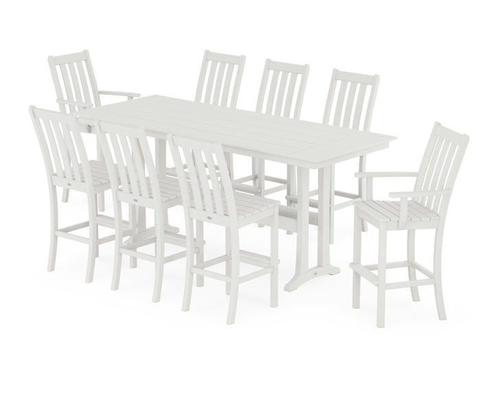 POLYWOOD® Vineyard 9-Piece Farmhouse Bar Set with Trestle Legs