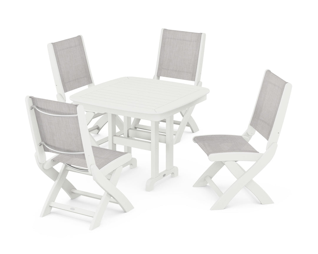 POLYWOOD® Coastal Folding Side Chair 5-Piece Dining Set