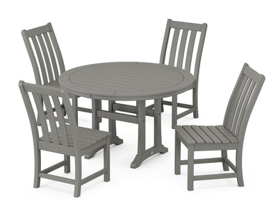 Vineyard Side Chair 5-Piece Round Dining Set With Trestle Legs