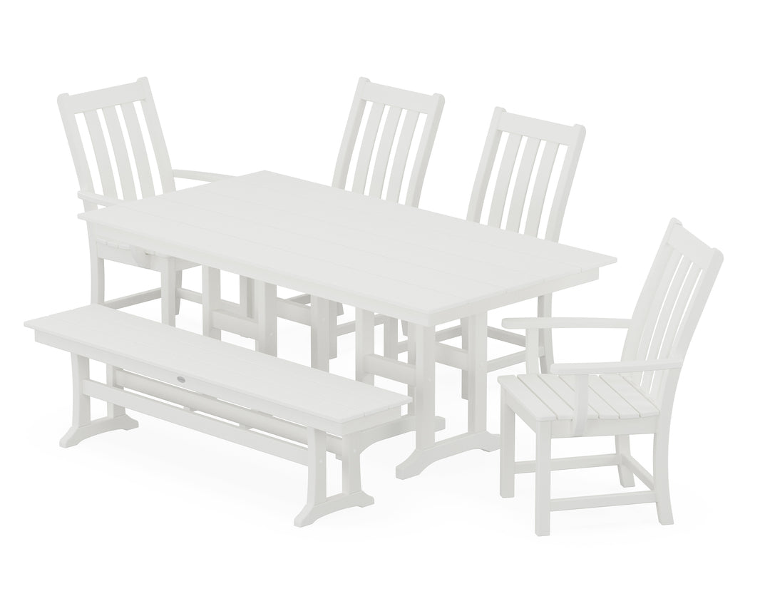 POLYWOOD® Vineyard 6-Piece Farmhouse Dining Set with Bench