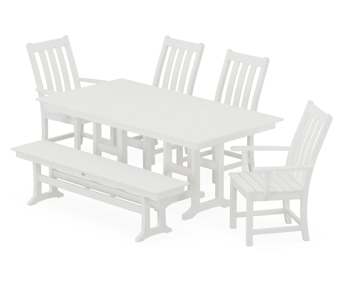 POLYWOOD® Vineyard 6-Piece Farmhouse Dining Set with Bench