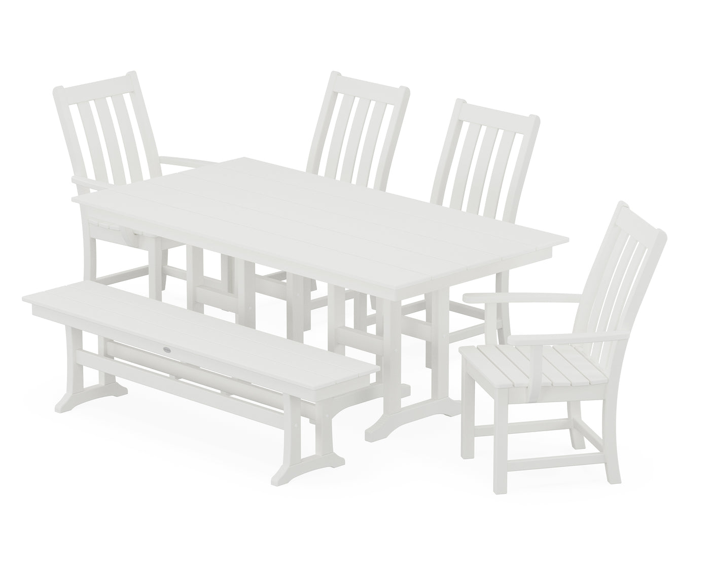 Vineyard 6-Piece Farmhouse Dining Set with Bench