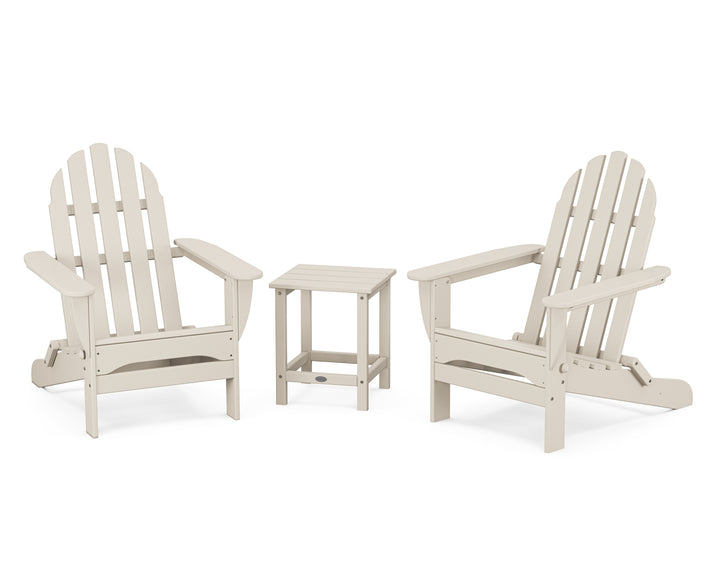 POLYWOOD® Classic Folding Adirondack 3-Piece Set with Long Island 18" Side Table