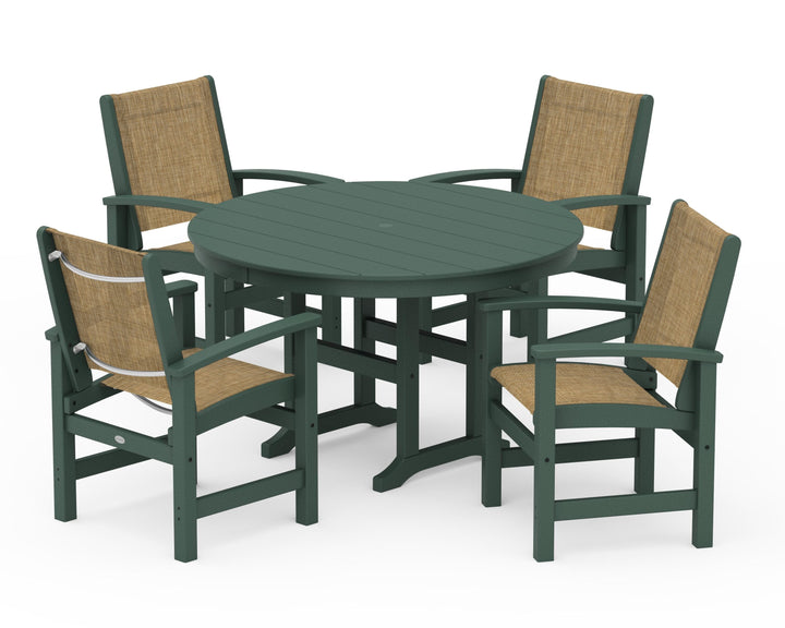 POLYWOOD® Coastal 5-Piece Round Farmhouse Dining Set