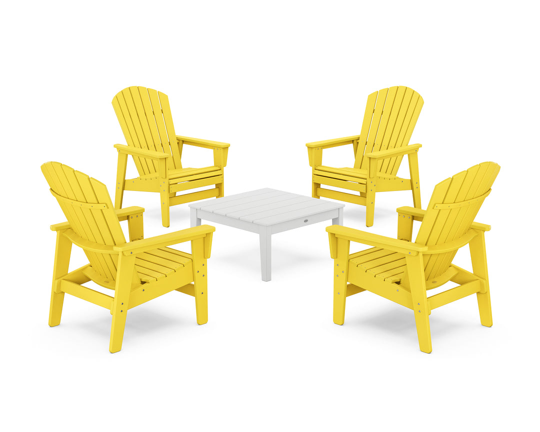 POLYWOOD® 5-Piece Nautical Grand Upright Adirondack Chair Conversation Group