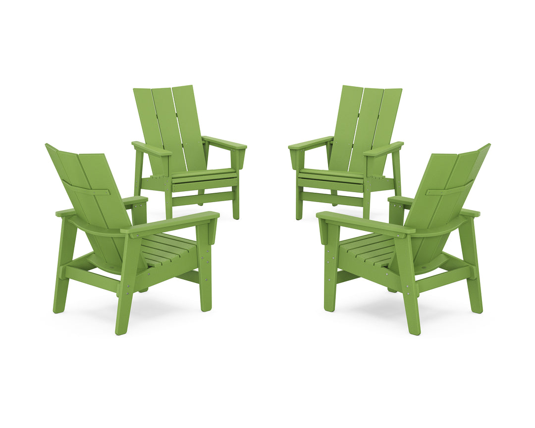 POLYWOOD® 4-Piece Modern Grand Upright Adirondack Chair Conversation Set