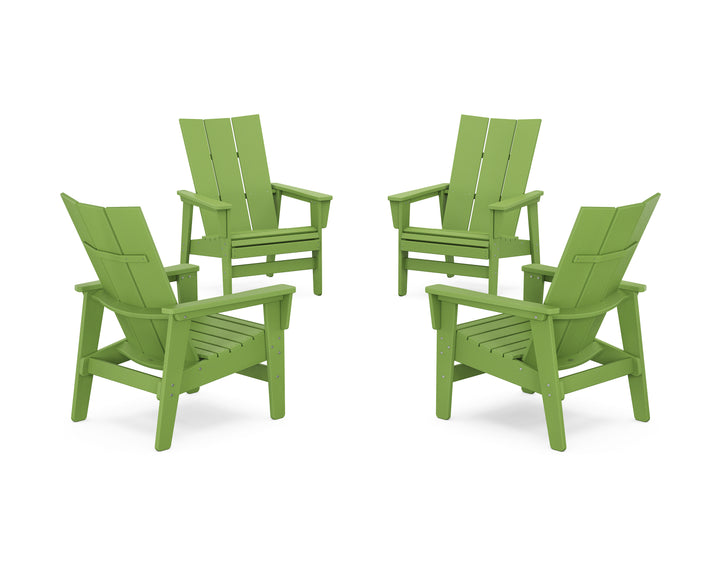 POLYWOOD® 4-Piece Modern Grand Upright Adirondack Chair Conversation Set