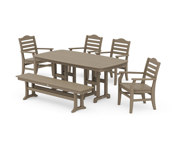 POLYWOOD® Savannah 6-Piece Farmhouse Dining Set with Bench