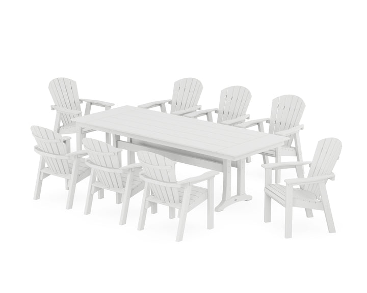 POLYWOOD® Seashell 9-Piece Farmhouse Dining Set with Trestle Legs