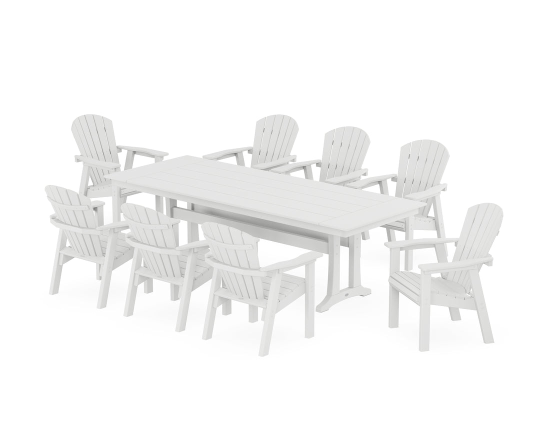 POLYWOOD® Seashell 9-Piece Farmhouse Dining Set with Trestle Legs