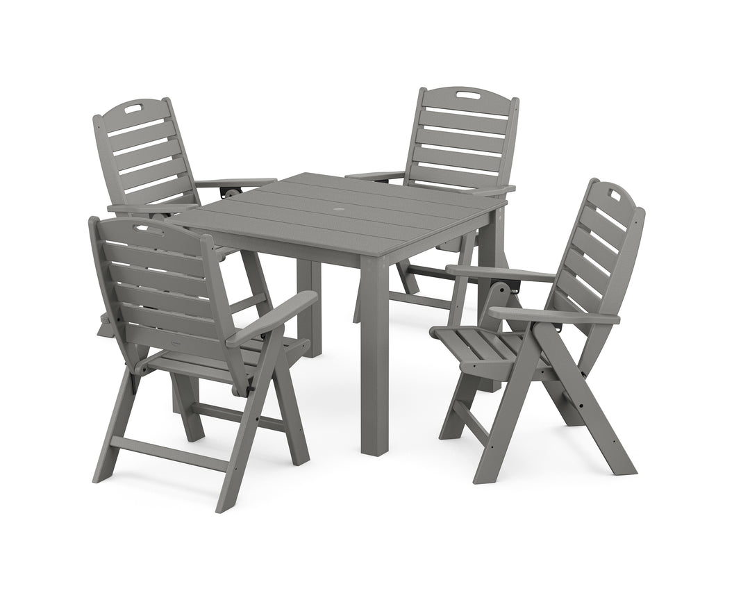 POLYWOOD® Nautical Folding Highback Chair 5-Piece Parsons Dining Set