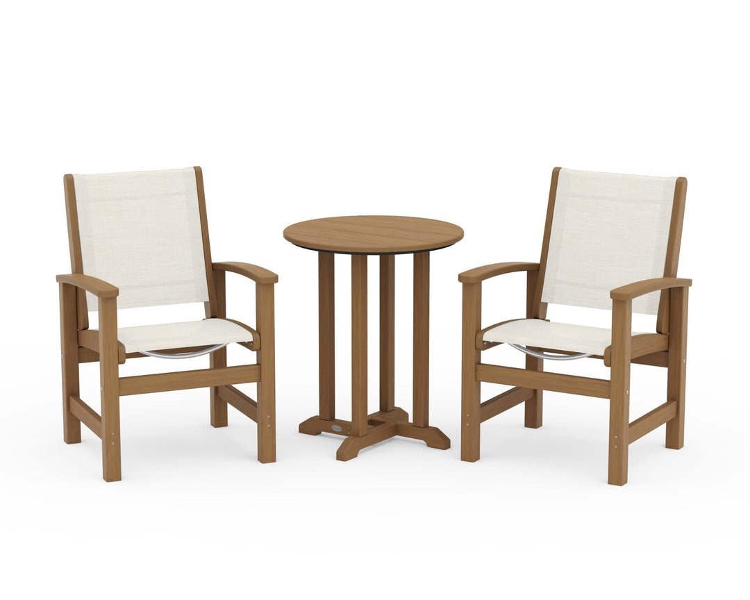 POLYWOOD® Coastal 3-Piece Round Bistro Dining Set