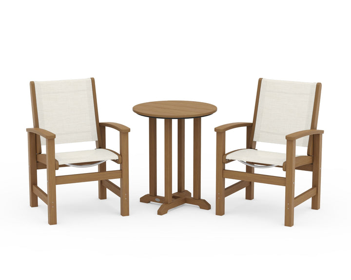 POLYWOOD® Coastal 3-Piece Round Bistro Dining Set