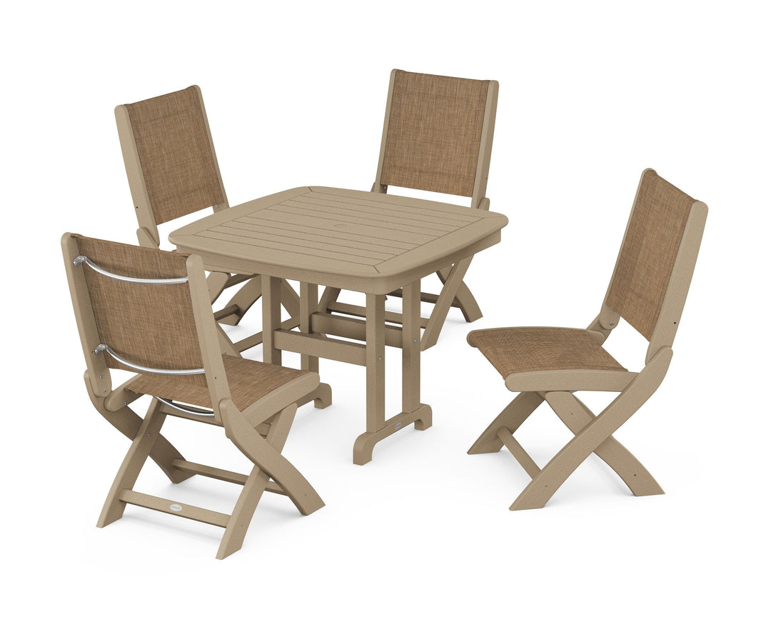 POLYWOOD® Coastal Folding Side Chair 5-Piece Dining Set