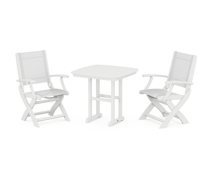POLYWOOD® Coastal Folding Chair 3-Piece Dining Set