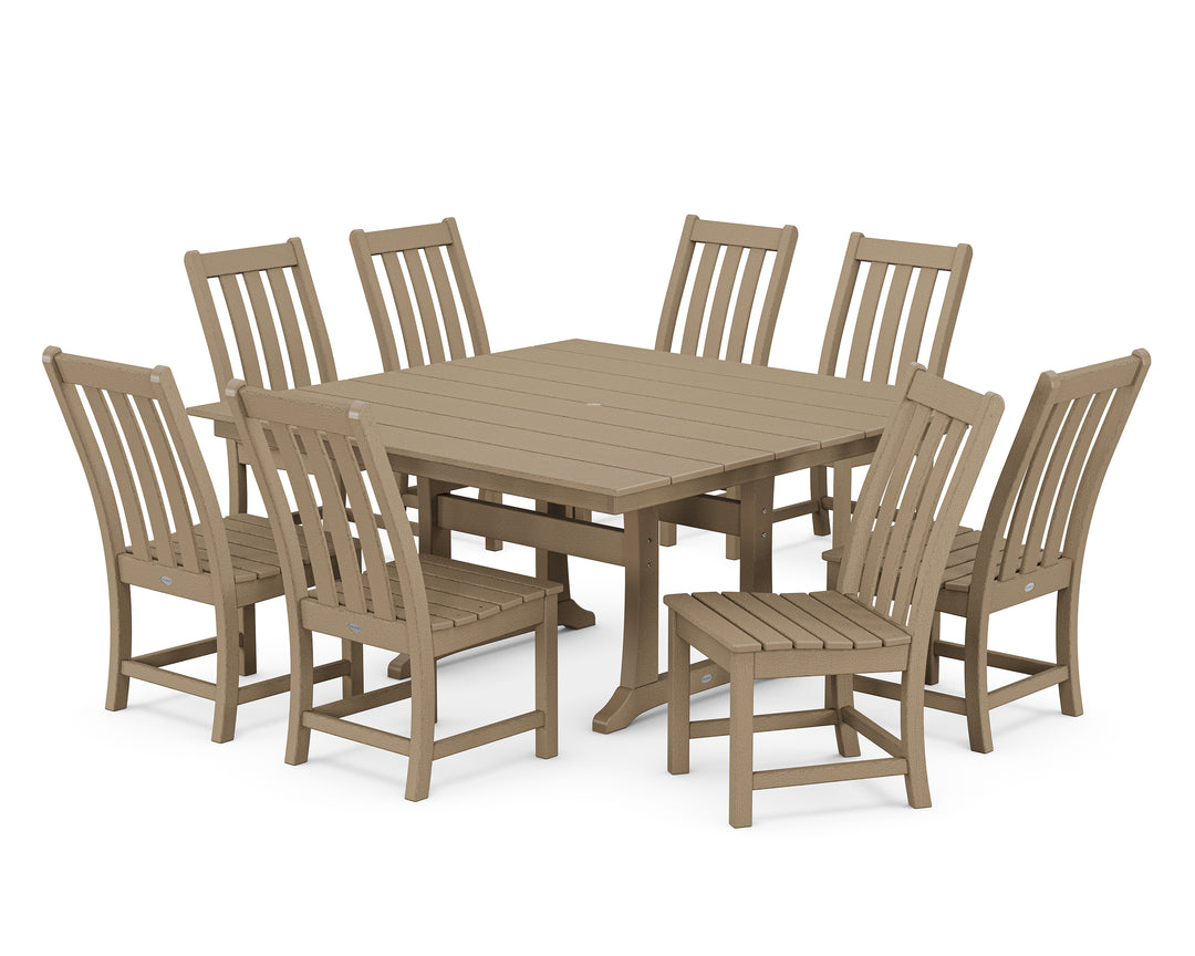 POLYWOOD® Vineyard 9-Piece Farmhouse Trestle Dining Set