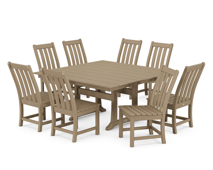 POLYWOOD® Vineyard 9-Piece Farmhouse Trestle Dining Set