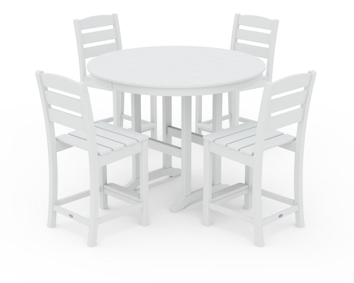 POLYWOOD® Lakeside 5-Piece Farmhouse Round Side Chair Counter  Set